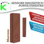 SENSORE MAGNETICO MARRONE PORTE-FINESTRE WIRELESS ANTENNA INTEGRATA NEW DESIGN