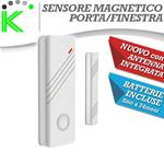 SENSORE MAGNETICO BIANCO PORTE E FINESTRE WIRELESS ANTENNA INTEGRATA NEW DESIGN